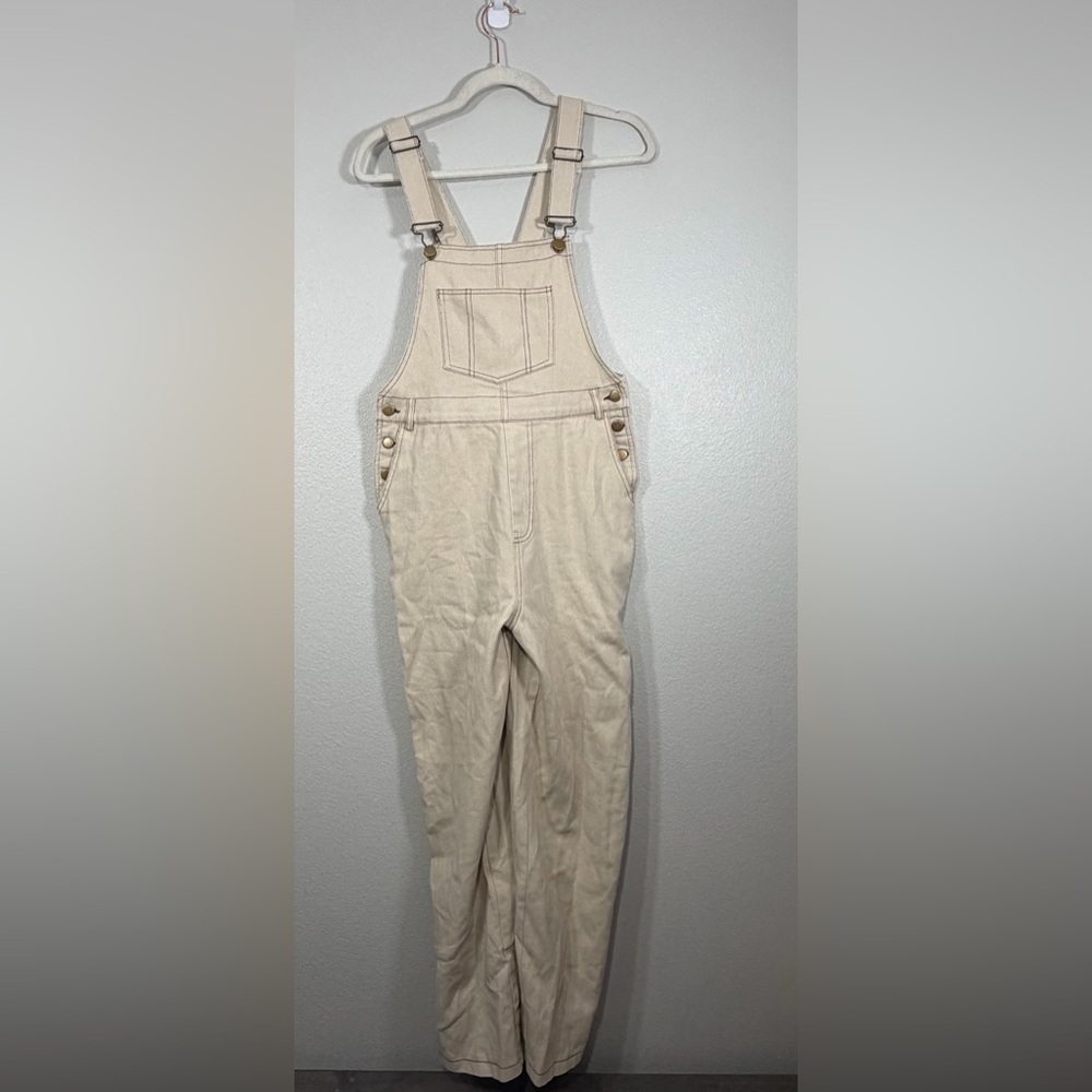 NWT Gary Bandit Overall Jumpsuit Adjustable Straps Side Button Brown Tan Women S